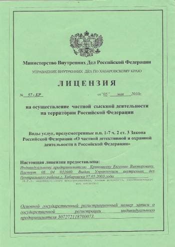 Лицензия частного детектива